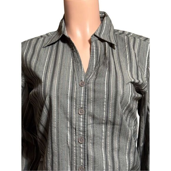 Pulp long sleeve ribbon grey stripe with darts button down Shirt M - Picture 3 of 5